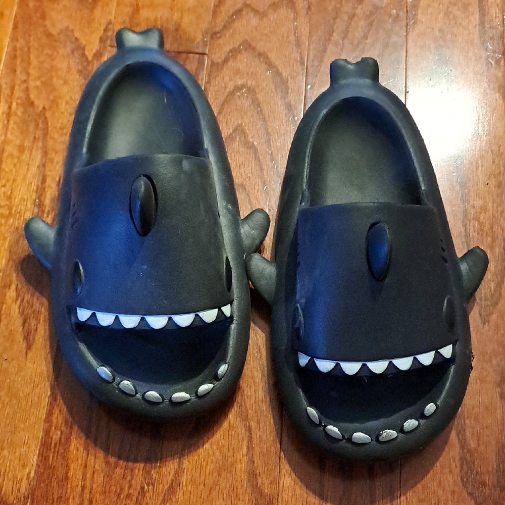 Kids Black Shark Sandals